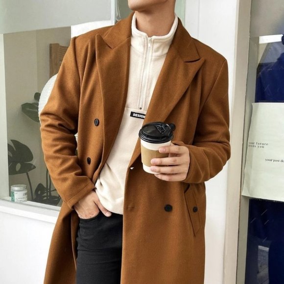 Brown Mens Trench Coat - Picture 3 of 5